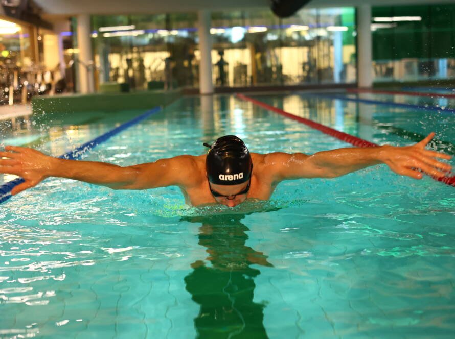 swim in semi-olympic pool repeat at nobis